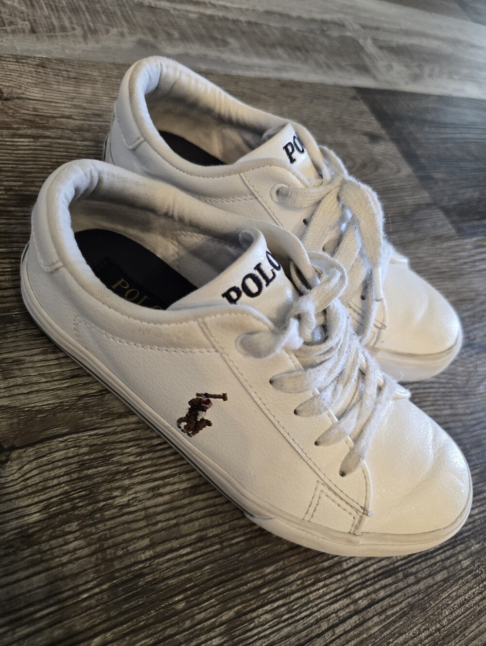 Polo by Ralph Lauren White Leather Sneakers with Embroidered Pony